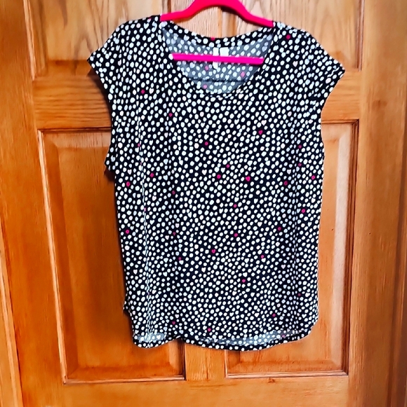 Elle Tops - Elle Black and White Cap Sleeve Blouse